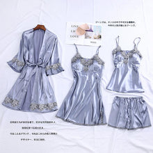 Load image into Gallery viewer, 4PCS Satin Sleepwear Lady Pajamas Suit
