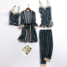 Load image into Gallery viewer, Women New Velvet Pajama Suit Lace
