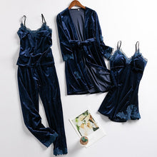 Load image into Gallery viewer, Women New Velvet Pajama Suit Lace
