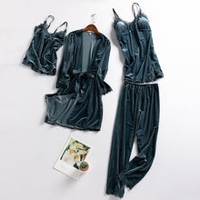 Load image into Gallery viewer, Women New Velvet Pajama Suit Lace
