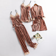 Load image into Gallery viewer, Women New Velvet Pajama Suit Lace
