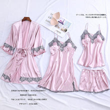 Load image into Gallery viewer, 4PCS Satin Sleepwear Lady Pajamas Suit
