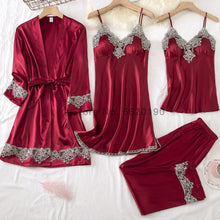 Load image into Gallery viewer, 4PCS Satin Sleepwear Lady Pajamas Suit
