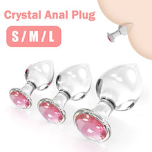 Load image into Gallery viewer, Crystal Glass Transparent Anal Plug Pink Diamond Butt
