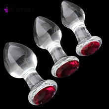 Load image into Gallery viewer, Crystal Glass Transparent Anal Plug Pink Diamond Butt
