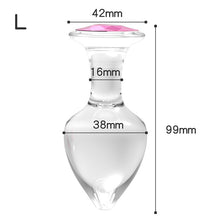 Load image into Gallery viewer, Crystal Glass Transparent Anal Plug Pink Diamond Butt
