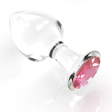 Load image into Gallery viewer, Crystal Glass Transparent Anal Plug Pink Diamond Butt
