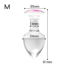 Load image into Gallery viewer, Crystal Glass Transparent Anal Plug Pink Diamond Butt
